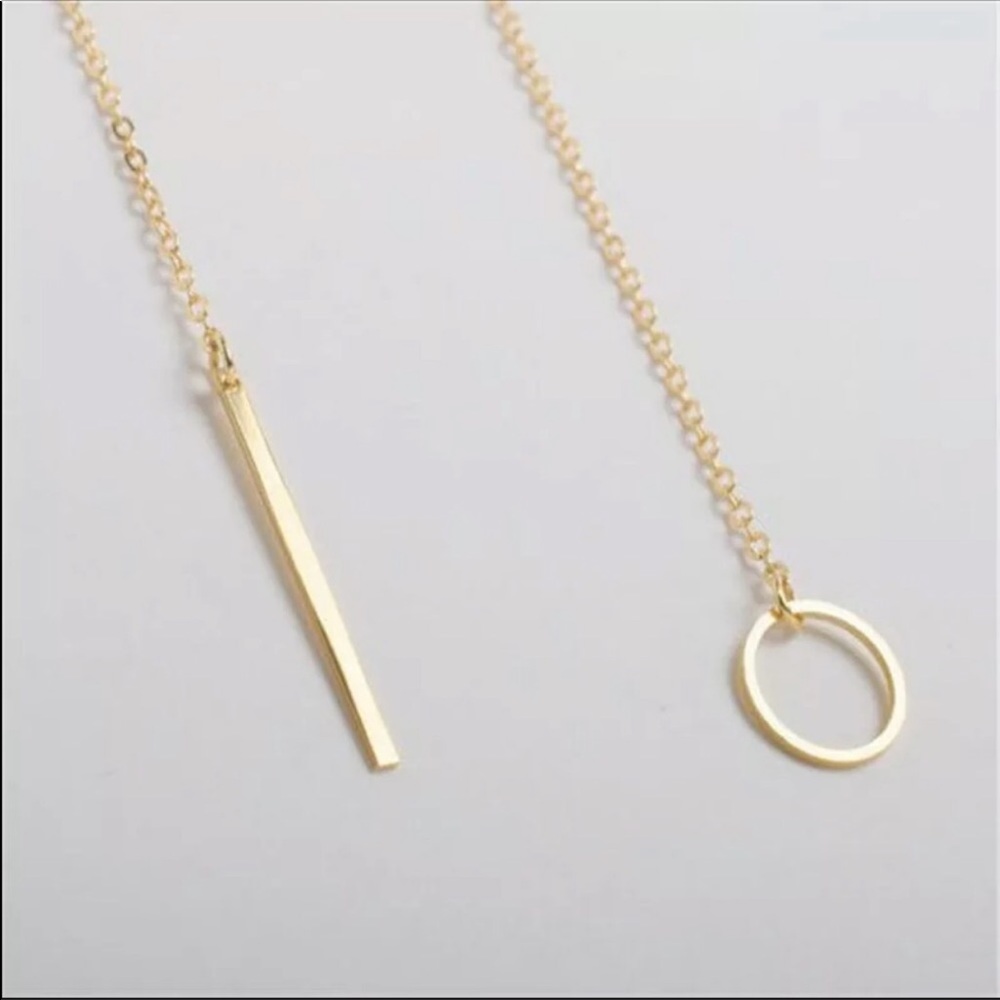 MINIMALISTIC GOLD LARIAT NECKLACE - Picture 2 of 2